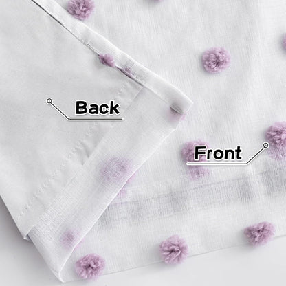 MYSKY HOME 100% Blackout Curtains for Living Room 95 Inch Long Total Light Blocking Curtains for Sliding Door 2 Panels Grommet Room Darkening Girls Bedroom Drapes with Purple Pom Pom Sheer 52 x 95 in