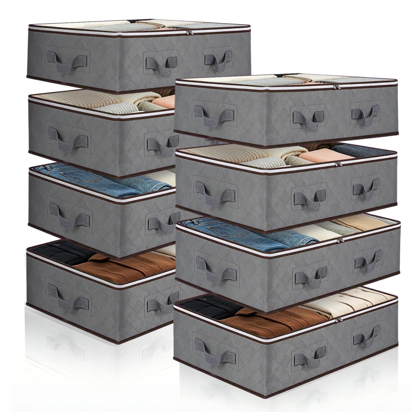 Pterying 8Pack Under Bed Storage Bags, Closet Organizers and Storage Bins with Clear Window &