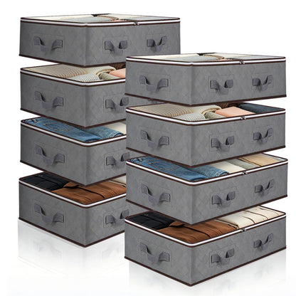 Pterying 8Pack Under Bed Storage Bags, Closet Organizers and Storage Bins with Clear Window &