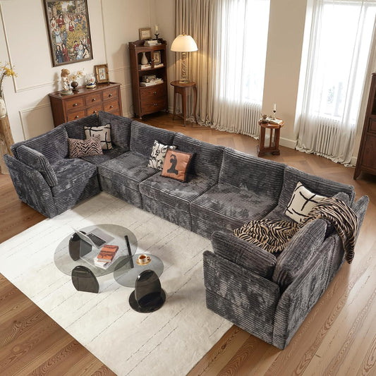 ovios Sectional Sofa Couch with U-Shape Chaise Oversized, Comfy Modular Cloud Couches with Deep
