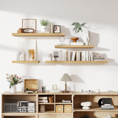48 Inch Floating Shelves, 12 Inch Deep Floating Shelves for Wall, Large Floating Shelf with Invisible Brackets, Deep Shelves for Bathroom, Bedroom, Living Room, 1 Pack, Natural