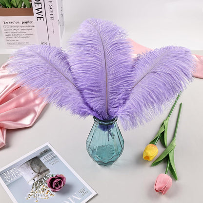 THARAHT Lavender Ostrich Feathers 12pcs Natural Bulk 8-10Inch 20cm-25cm for Crafts Wedding Party Centerpieces Flower Arrangement Easter Gatsbi and Home Decoration Feather