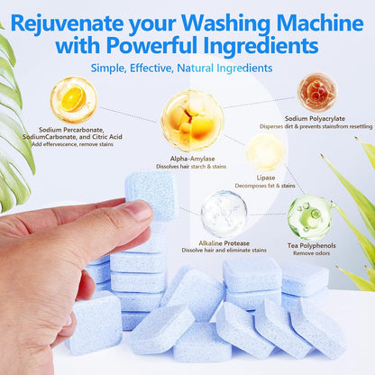 36Pack Washing Machine Cleaner Tablets-18 Month Supply,Washer Machine Cleaner Formulated For Pet Owners,Easy Pet Hair Remover for Laundry,Compatible with HE, Top & Front Load Washer.Septic Safe
