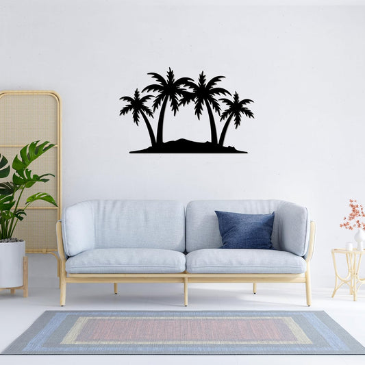 METALPLEX Palm Tree Metal Wall Art - Durable And Rust-free Indoor & Outdoor Aluminum Composite Wall Decor - Home Decor Wall Art For Living Room And Bedroom Decorations - Black (23"x14.7")