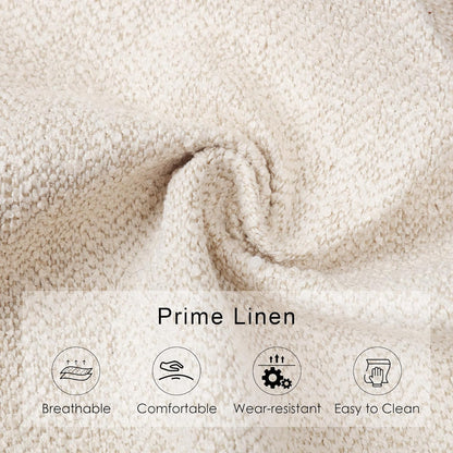 63" Bedroom Bench, Upholstered Entryway Bench, Modern End of Bed Ottoman with Solid Wood Legs and Adjustable Foot Pegs for Entryway, Dining Room and Living Room (Beige Linen)