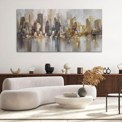 New York City Wall Art - Modern Abstract Wall Art for Living Room, Office & Bedroom Cityscape & Paintings for Bedroom brooklyn bridge Wall Art Pictures Wall Decor Chicago Artwork for Walls 29×58IN