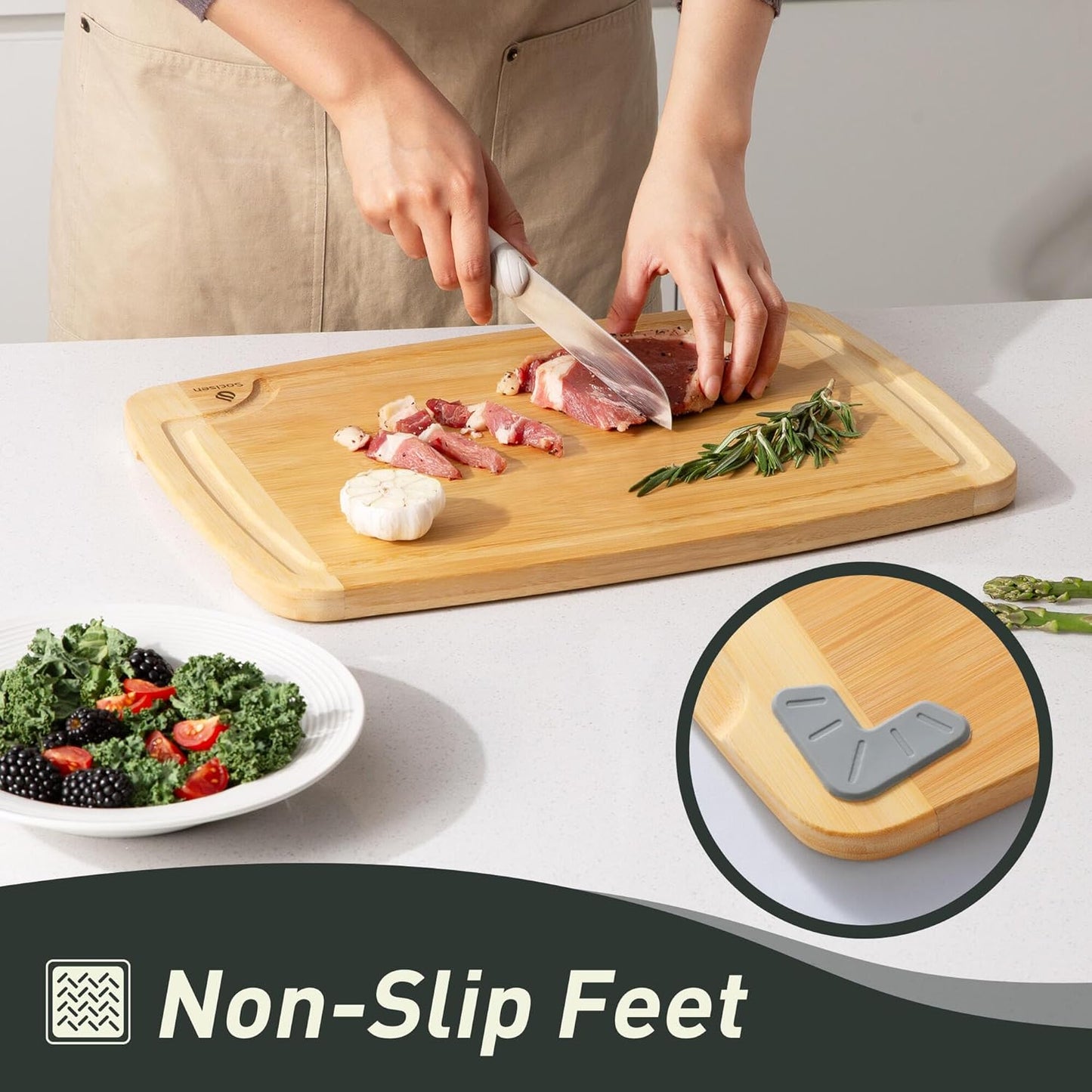 Bamboo Cutting Board Set Non Slip Feet Over Sink Acrylic Counter Lip Glass Plastic Smart Clear Countertop Marble Organizer Engraved Holder Flexible Round Black Stone Thin Bar White Commercial Metal