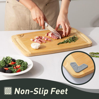 Bamboo Cutting Board Set Non Slip Feet with Holder Over Sink Men Birthday Christmas Valentines Father Day Gifts Ideal from Wife Romantic Anniversary Best Cool Gadget Awesome Who Have Everything