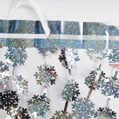 BRAVESHINE Silver Party Snowflake Backdrop - 2 Pack Hanging Foil Fringe Snow Flakes Party Streamers Curtain for Christmas Winter-Themed Frozen Birthday Baby Shower Holiday New Year Party Decorations