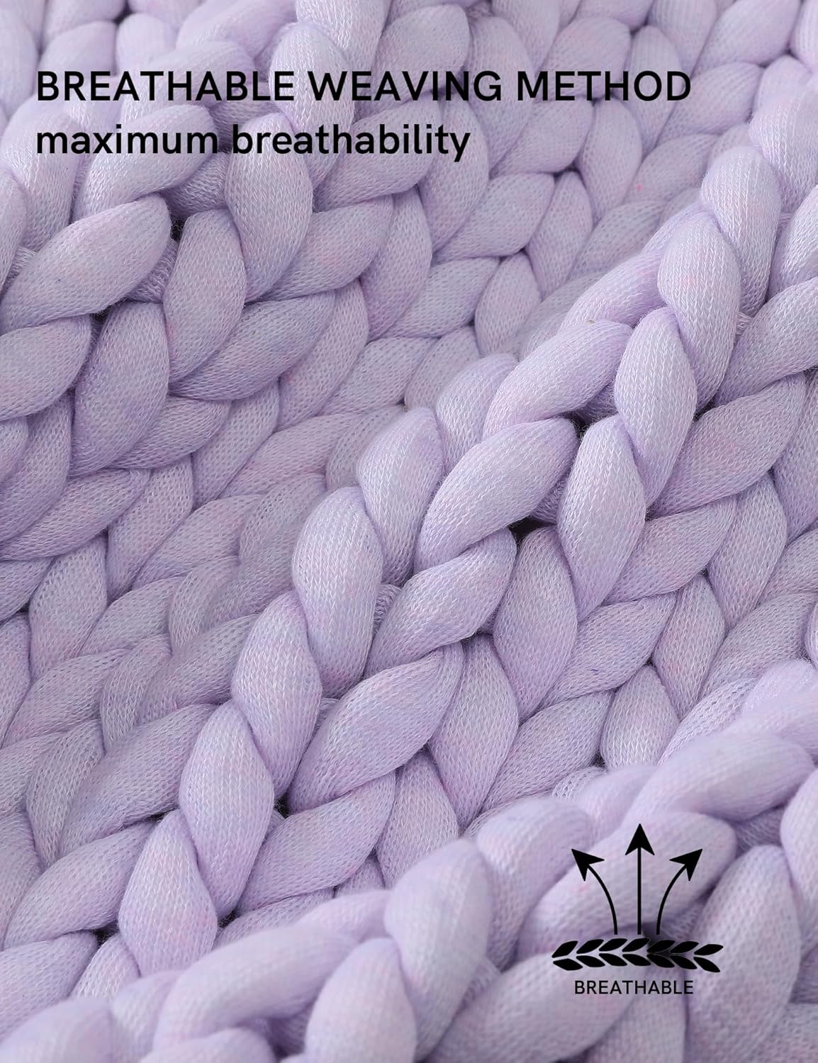 YnM Chunky Throw Blanket, Medium-Weight, Hand Knitted, Skin Friendly, Ventilated and Breathable, Machine Washable, Home Décor Piece for Couch, Sofa and Bed (Iris Lavender, 40x50 Inch)