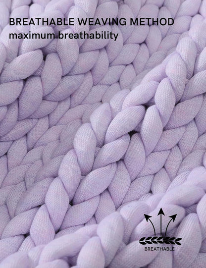 YnM Chunky Throw Blanket, Medium-Weight, Hand Knitted, Skin Friendly, Ventilated and Breathable, Machine Washable, Home Décor Piece for Couch, Sofa and Bed (Iris Lavender, 40x50 Inch)