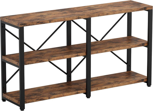 IRONCK Rustic Entryway Console Table, Long Hallway Table 55 in 3-Tier, TV Stand Entertainment
