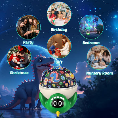 Dinosaur Night Light Projector for Kids Green Dino Toys for Boys, Star Night Lights with Music and Timer, 17 Mode Color Changing Lamp with Remote, Christmas Birthday Gift for Baby Girl Boy