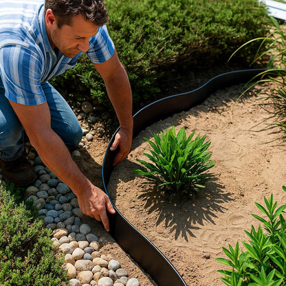 Greaner No Dig Edging for Landscaping, 6 Inch Tall | 66FT Flowerbed Border Edging with 130 PCS Spikes, Plastic Landscape Edging for Garden, Flower Beds, Tree Rings, Pathways, and Lawn