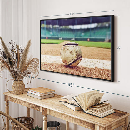 ElephantStock Baseball In Stadium Wall Art - Horizontal Framed Canvas - 1-Piece Living Room Wall Decor - Car Photography Canvas Print - Brown and Beige Decor for Wall - 43" X 29"