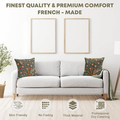 Charlotte Home Furnishings Decorative Tapestry Pillow Cover 14x14 in, Le Pic Vert Couch Throw Pillow Cover, French Country Square Cushion Cases for Living Room Home Decor, Soft Cotton Jacquard Woven