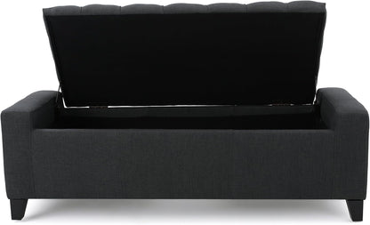 Christopher Knight Home Hikaru Fabric Storage Ottoman, Dark Grey Dimensions: 20.50”D x 51.00”W x 17.00”H
