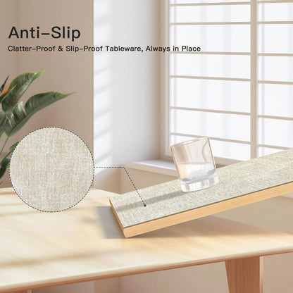 DOLOPL Placemats Set of 6, Reversible Wipeable & Heat Resistant Place Mats, Modern Faux Leather Table Mats for Kitchen, Neutral Waterproof Tablemats for Dining Table Decor, Wedding, Party(Beige)