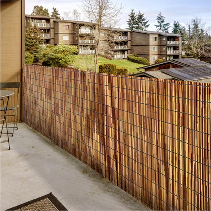 Natural Reed Fencing Rolls,4.6FT X 16.4FT Reed Screen Curtain Fence Covering Privacy Bamboo for Outdoor Backyard Patio（Brown）