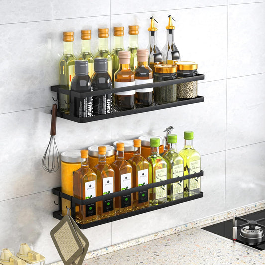 PUSDON Metal Wall Hanging Basket 2 Packs DIY Suitable for Multiple Scenes - Large Black Guardrail