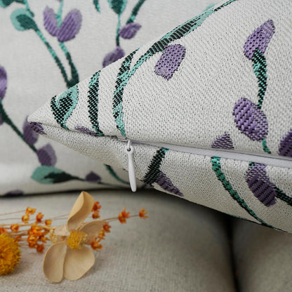 YOUR SMILE Classical Embroidery Jacquard Purple Square Decorative Throw Pillow Case Cushion Cover,12x20 inch