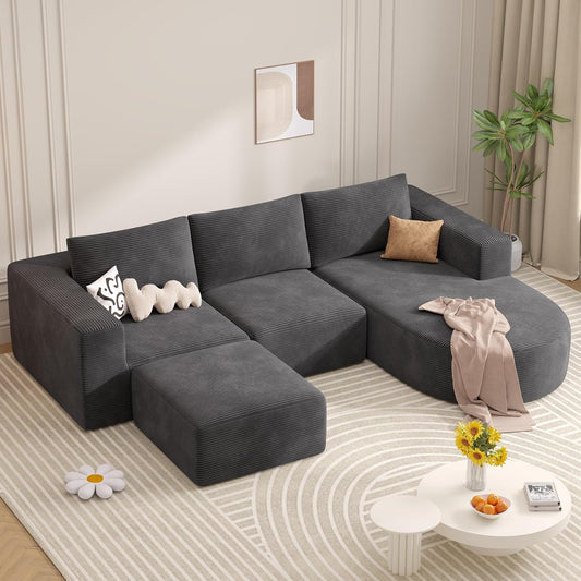 Modular Sectional Sofa with L-Shape Chaise,Cloud Sectional Modern Sleeper Couch with Deep