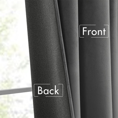 MIULEE Grey Velvet Curtains 96 inches Long 2 Panels - Luxury Pinch Pleated Room Darkening Window Drapes for Bedroom Living Room Thermal Insulated Super Soft Blackout, Back Tab Rod Pocket Gray