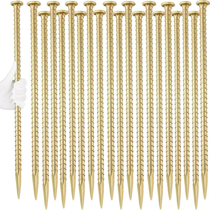 16 Inch Rebar Stakes (20 Pack) 1/2 Inch Diameter Galvanized Steel Ground Anchors Heavy Duty Anchoring Spikes for Speed Bump, Parking Curb and Tent