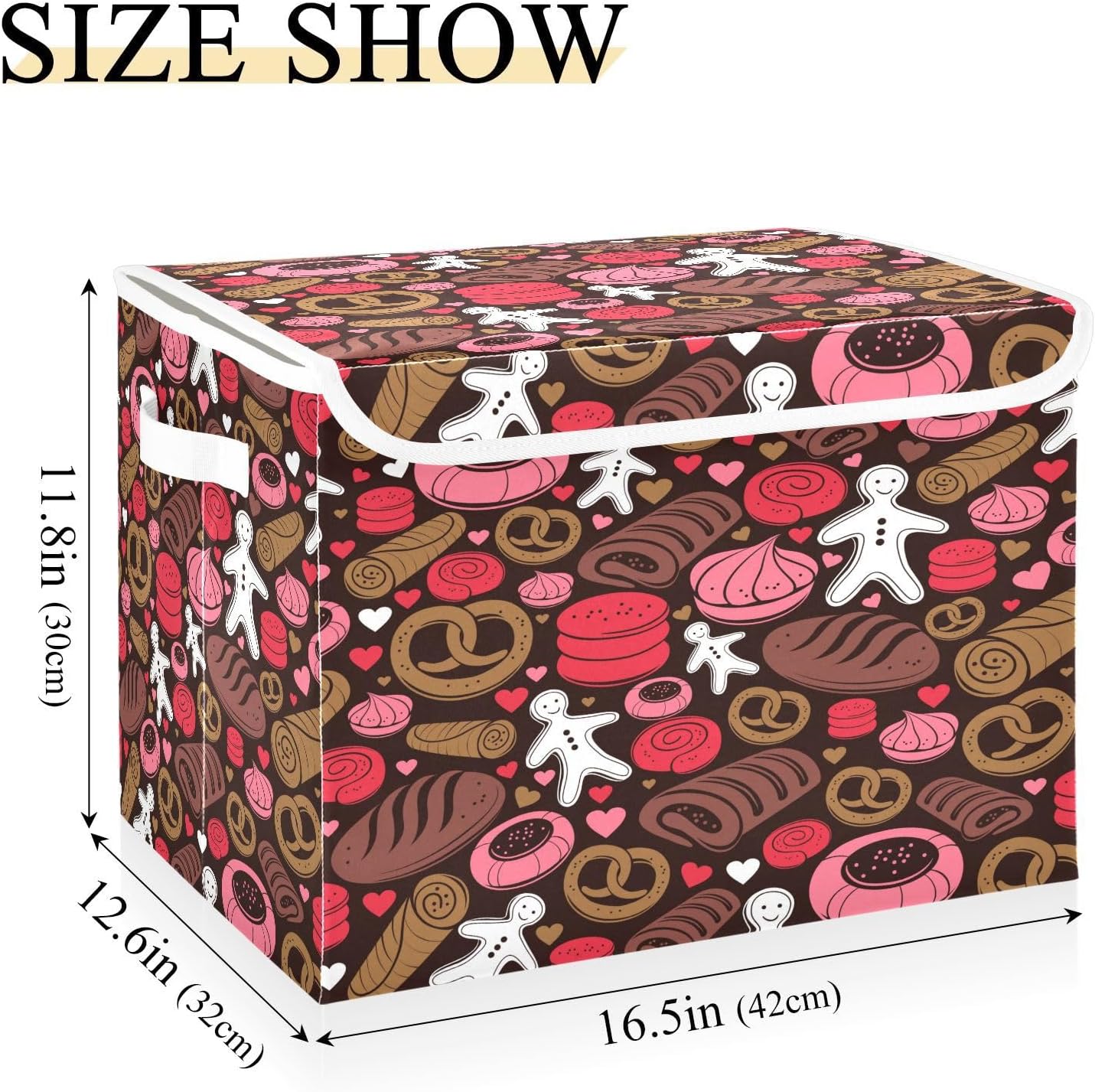 susiyo Holiday Candy Seamless fabric storage baskets with lids,Collapsible Storage Boxes,Foldable storage boxes with handles for Home,Office,Closet Organization