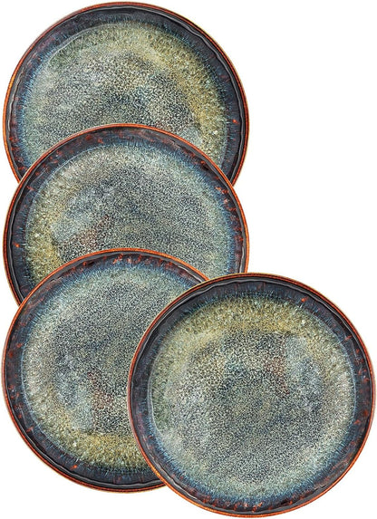 Ceramic Dinner Plates Dish Set,Set of 4,for Lunch snacks -Microwave Oven & Dishwasher Safe,Scratch Resistant,Dinnerware Kitchen Porcelain Serving Dishes 10 Inch Round