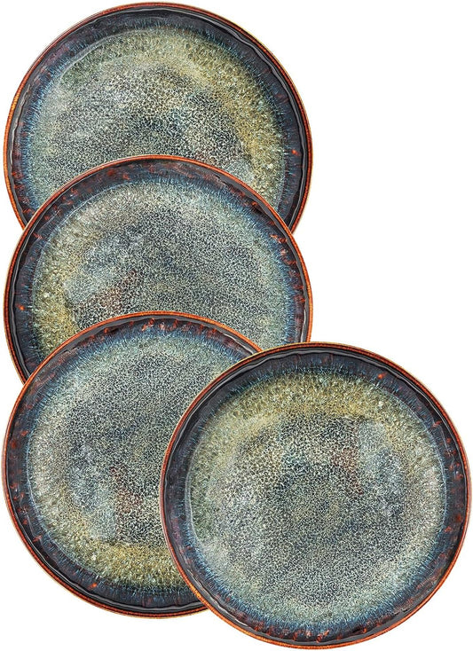Ceramic Dinner Plates Dish Set,Set of 4,for Lunch snacks -Microwave Oven & Dishwasher Safe,Scratch Resistant,Dinnerware Kitchen Porcelain Serving Dishes 10 Inch Round