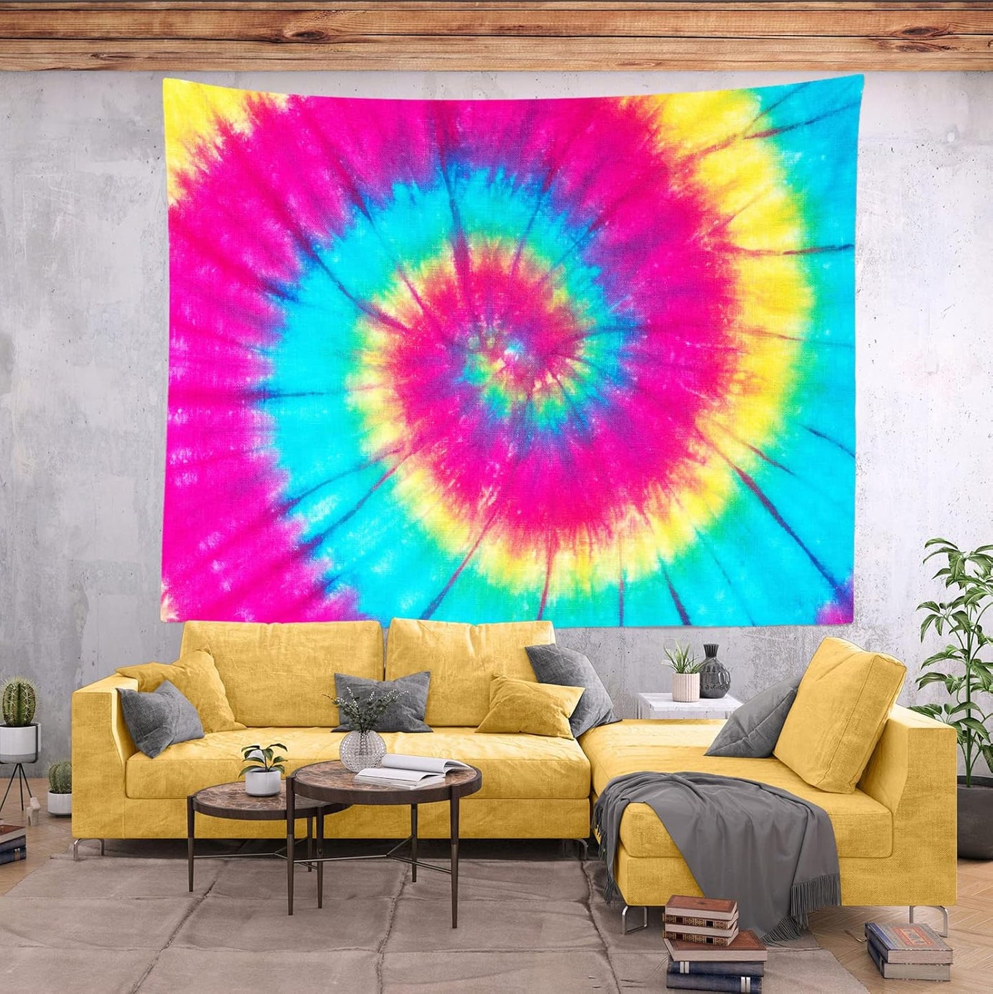 BELECO Tie Dye Tapestry Fabric Wall Hanging 80x60 Inch Groovy Sign Rainbow Tapestry Backdrop Colorful Spiral Tie Dye Party Decorations Tie Dye Art Tapestries for Bedroom Living Room Dorm Decor