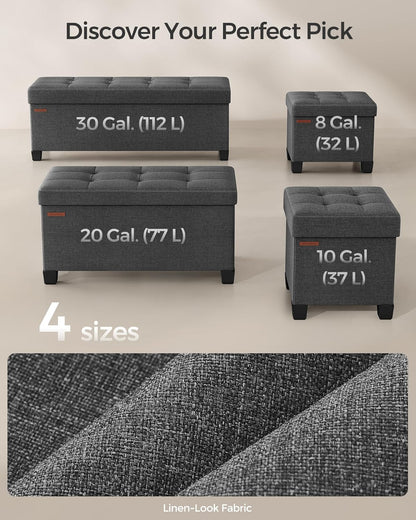 SONGMICS Storage Ottoman, Small Ottoman Foot Rest with Legs, 12.6 x 15.8 x 13.2 Inches Foot Stool, Load up to 660 lb, for Living Room, Bedroom, Dorm, Slate Gray ULSF012G01