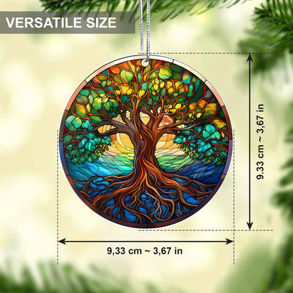 Jabihome Christmas Ornaments 2025, Exchange for Women, Men, Collectible Dated Year Ornaments for Tree, Unique Acrylic Suncatcher, Printed Stained Glass Effect Decor (Tree of Life)