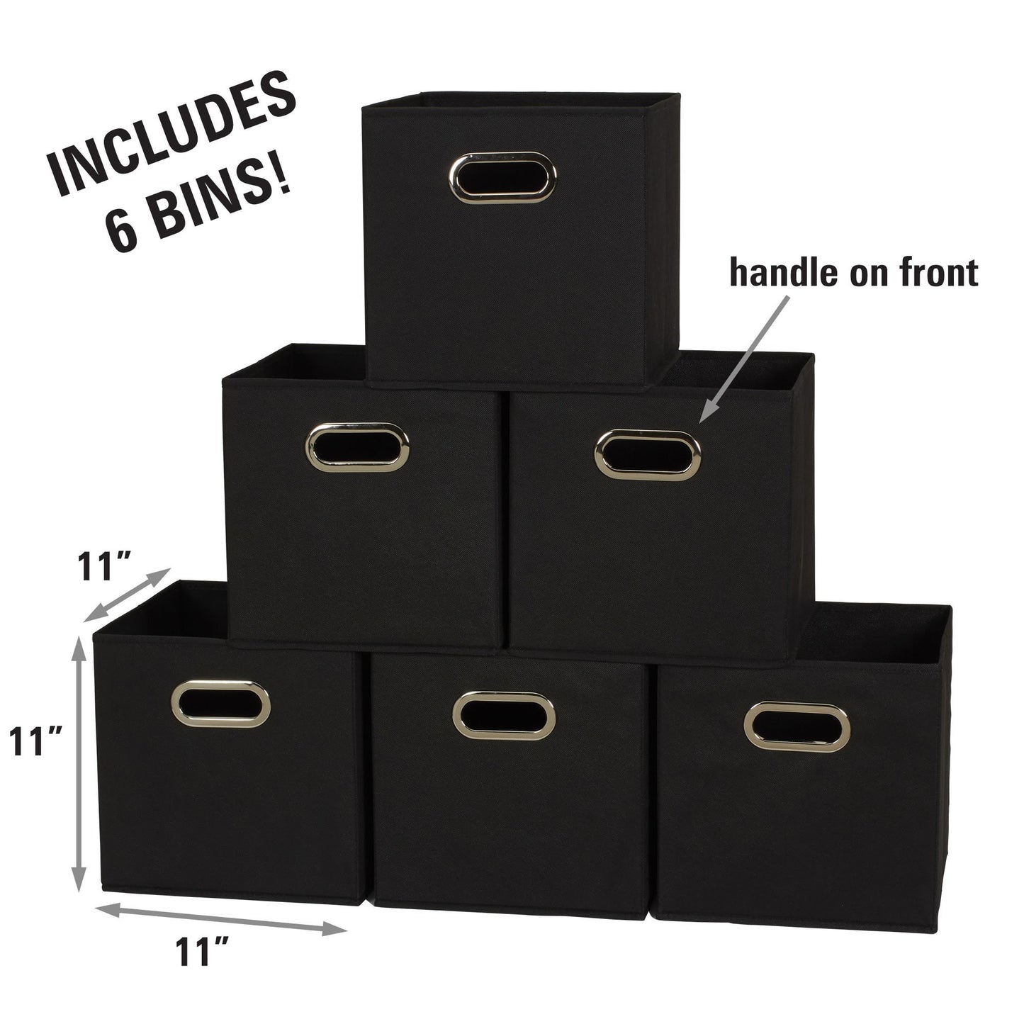 Household Essentials Foldable Fabric Storage Bins 6 Piece Set, Strong Poly-Woven Fabric, Sturdy