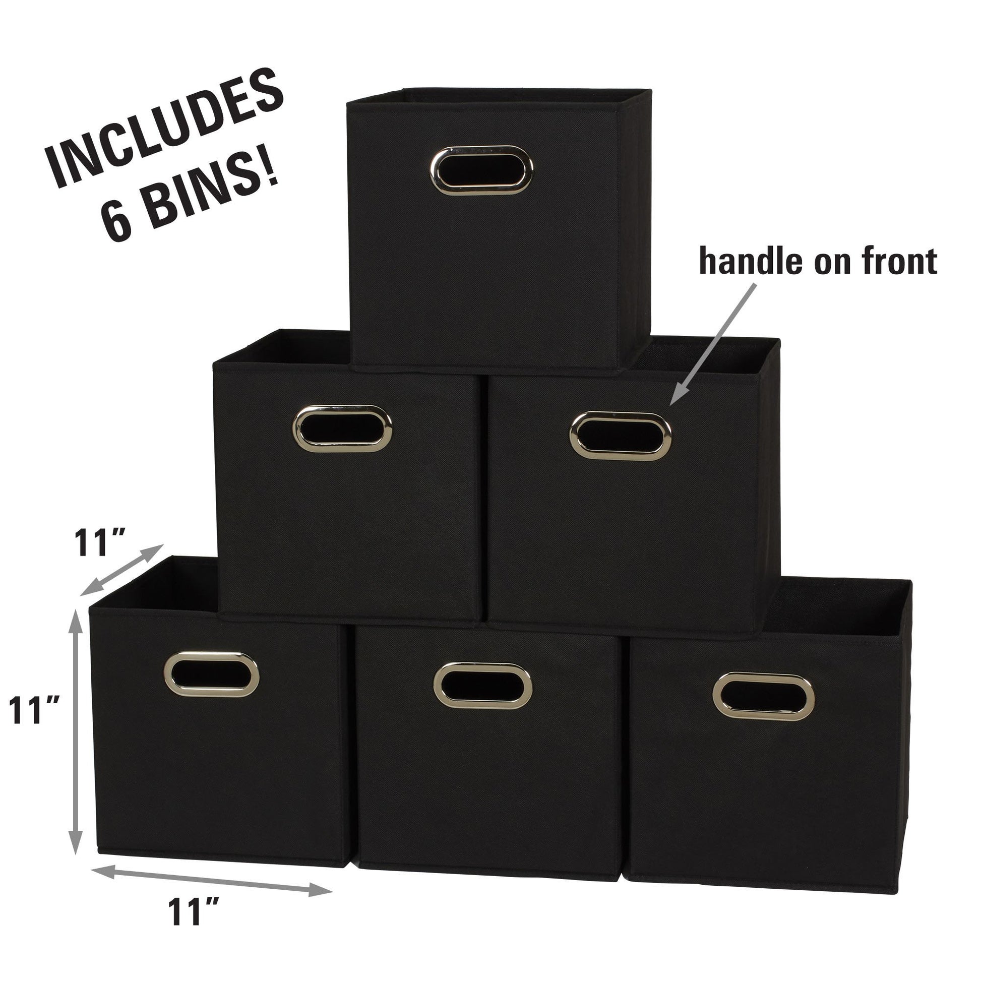 Household Essentials Foldable Fabric Storage Bins 6 Piece Set, Strong Poly-Woven Fabric, Sturdy