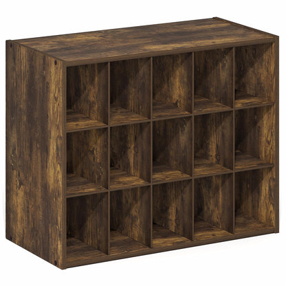 Furinno FANO 15-Cube Shoe Rack, Stackable Shoe Organizer, Amber Pine