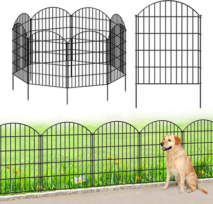 Metal Garden Fence 36in (H) x 18.7ft (L), 8 Panels +9 Stakes Dog Fence Border Fence Animal Barrier, No Dig Garden Fencing for Yard Flower Bed Lawn Patio Outdoor,CTW3608 Black