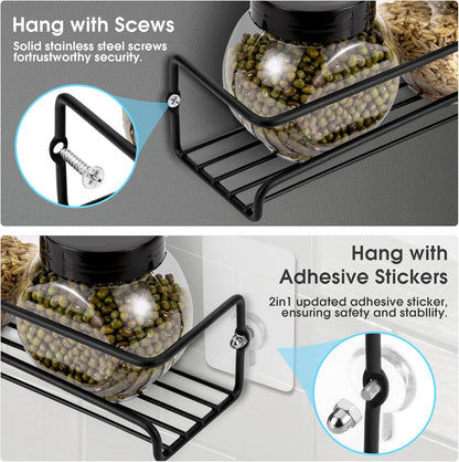 ROFAY Spice Rack Organiser, 4 Pack Wall Mounted Tier Shelf with Adhesive Sticker & Screws for Spices, Herbs, Jars and Other in Cupboard/Kitchen/Cabinets/Pantry