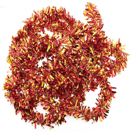 Anderson's Red & Gold Sparkle Glitter Metallic Tinsel Twist for Trailer Or Golf Cart, 4 inches Wide x 25 ft Long, Christmas, Birthday, Patriotic and Holiday Garland Decor for Parties and Parades