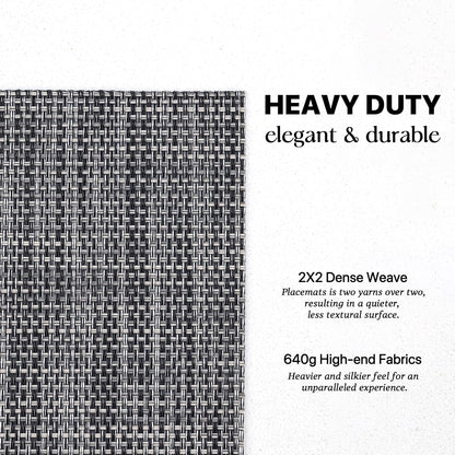 LEXMORE PlaceMats Set of 12 Vinyl/Plastic Woven Place Mats for Kitchen Table Indoor/Outdoor Washable PlaceMat Wipeable Dining Table Mats(Dark Gray)