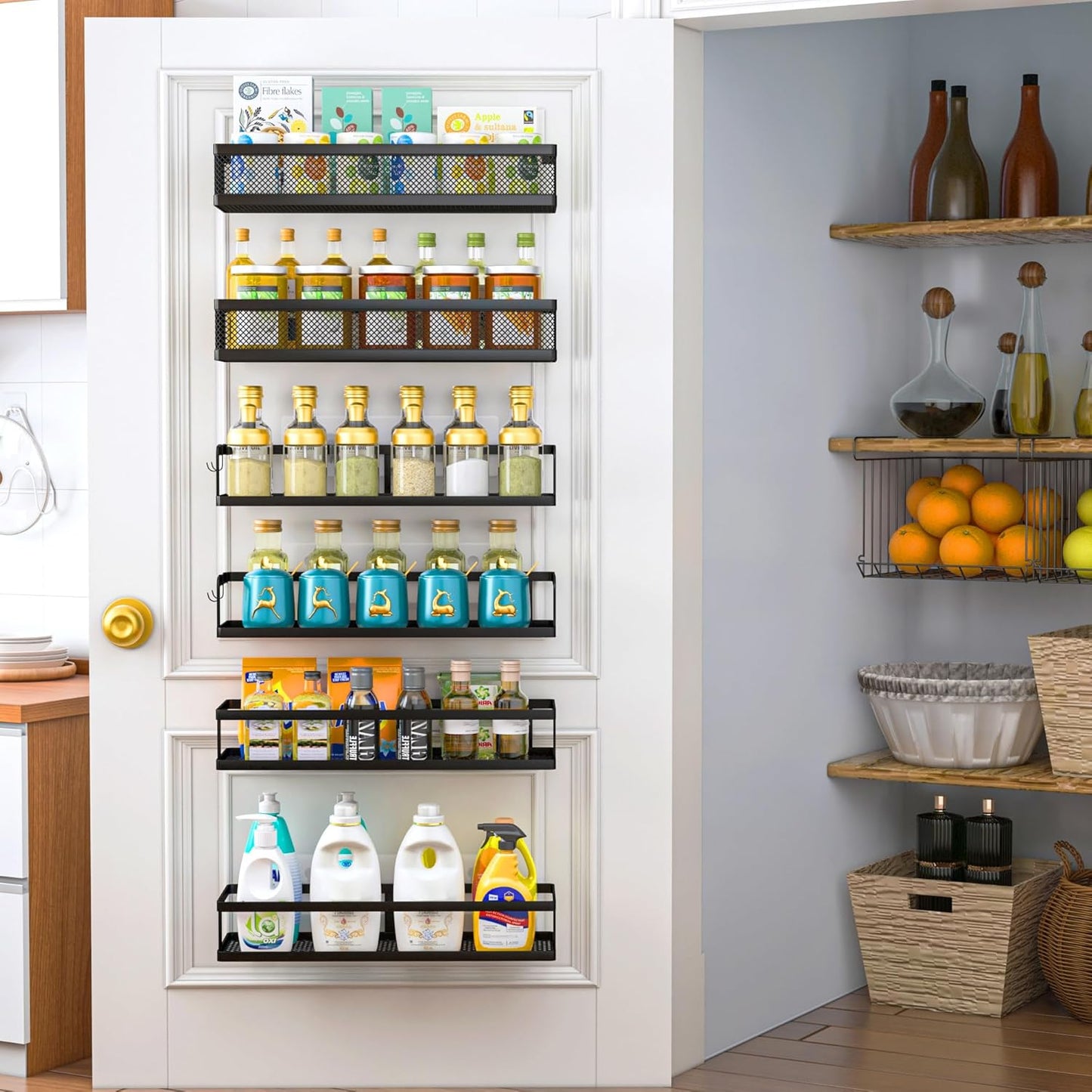 PUSDON Metal Wall Hanging Basket 2 Packs DIY Suitable for Multiple Scenes - Large Black Hollowout