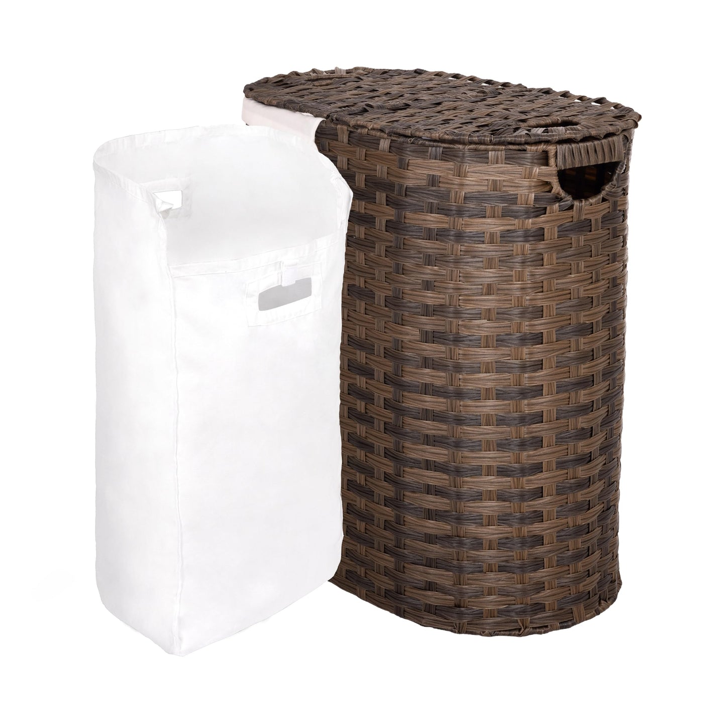 Seville Classics Premium Handwoven Portable Laundry Bin Basket with Carrying Handles, Household