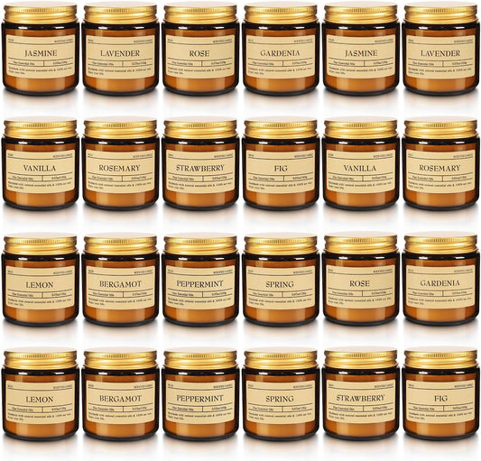 Scented Candle Set 24 Pack, Candle for Home Scented, Odor Eliminating, Stress Relief, Long Lasting