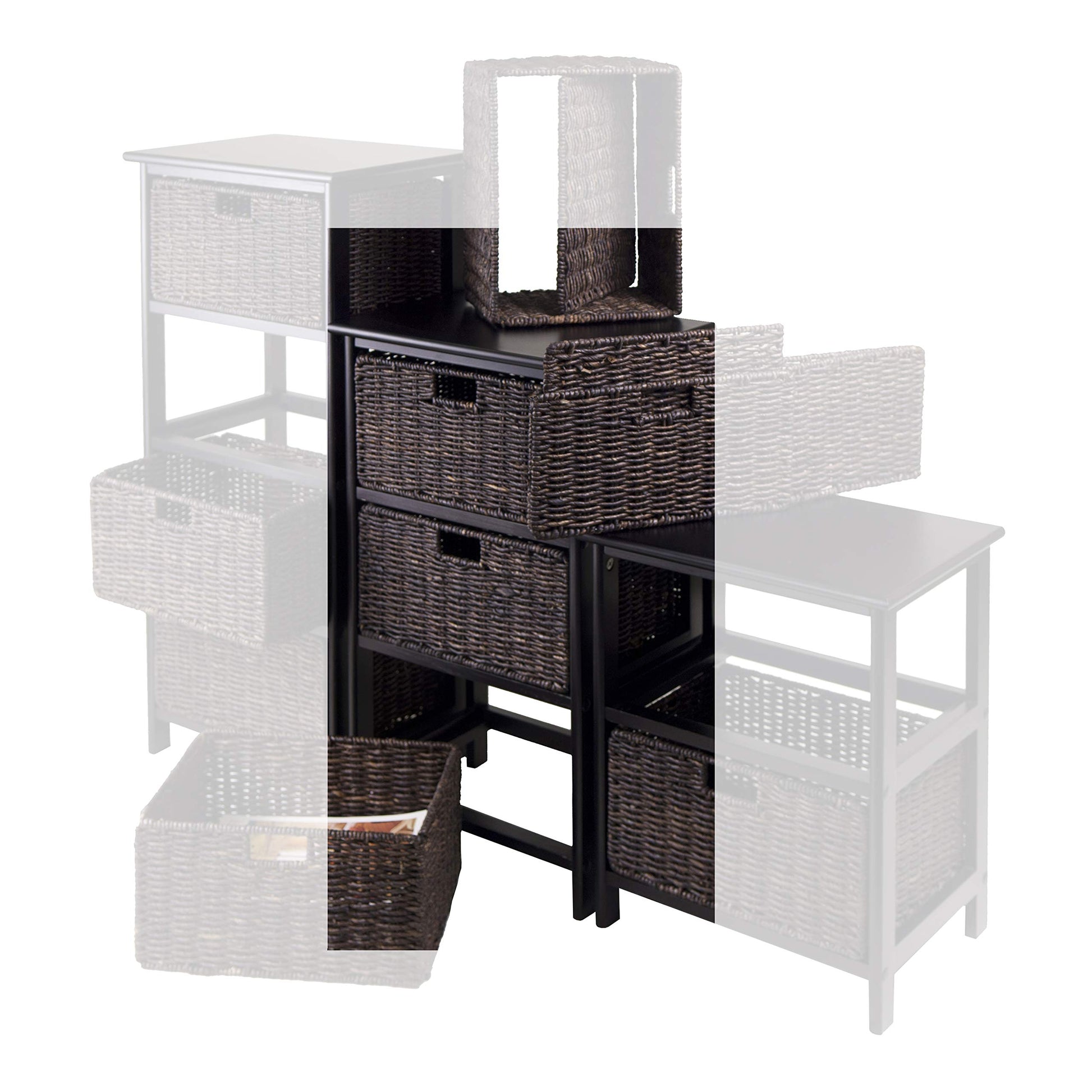 Winsome Omaha Home Storage Rack with 3 Baskets, Stackable Storage Bins for Home Organizing