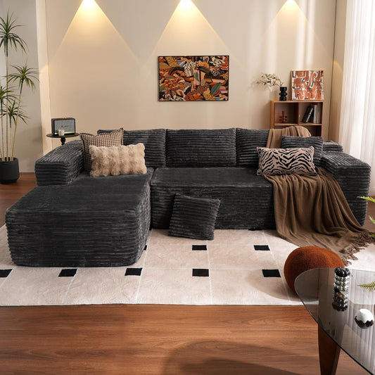 ovios 104" Cloud Sectional Couch with L-Shape Chaise,Modern Modular Sofa with Deep Seat