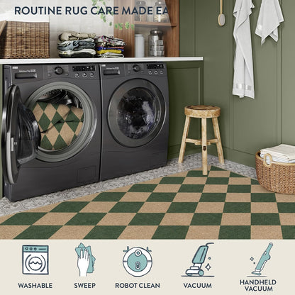 Lahome Checkered Washable Rugs 8x10, Easy Jute Rug for Living Room Patio, Farmhouse Neutral Indoor Outdoor Carpet Non Slip Non Shedding Floor Carpet for Office Deck Backyard