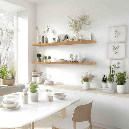 48 Inch Floating Shelves for Wall Rustic Light Wood Wall Shelves for Bedroom Set of 4