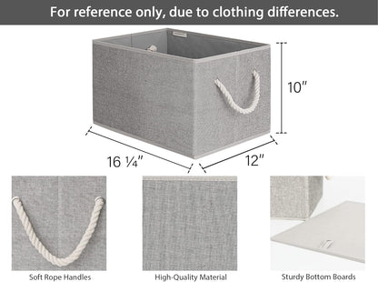 StorageWorks Storage Baskets for Shelves, Foldable Fabric Closet Storage Bins with Handles, Fabric Storage Bins Clothes Organizer, Gray, 3-Pack, Extra Large