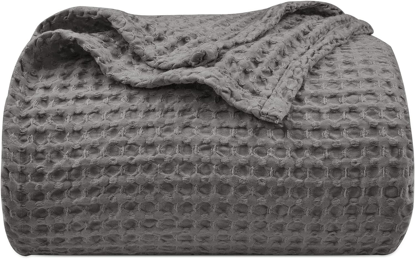 PHF Ultra Soft Waffle Weave Blanket King Size 104"x 90"- Washed Lightweight Breathable Cozy Woven Blanket for Bed - Aesthetic Decor for Couch Bedding Sofa Home Car - Grey